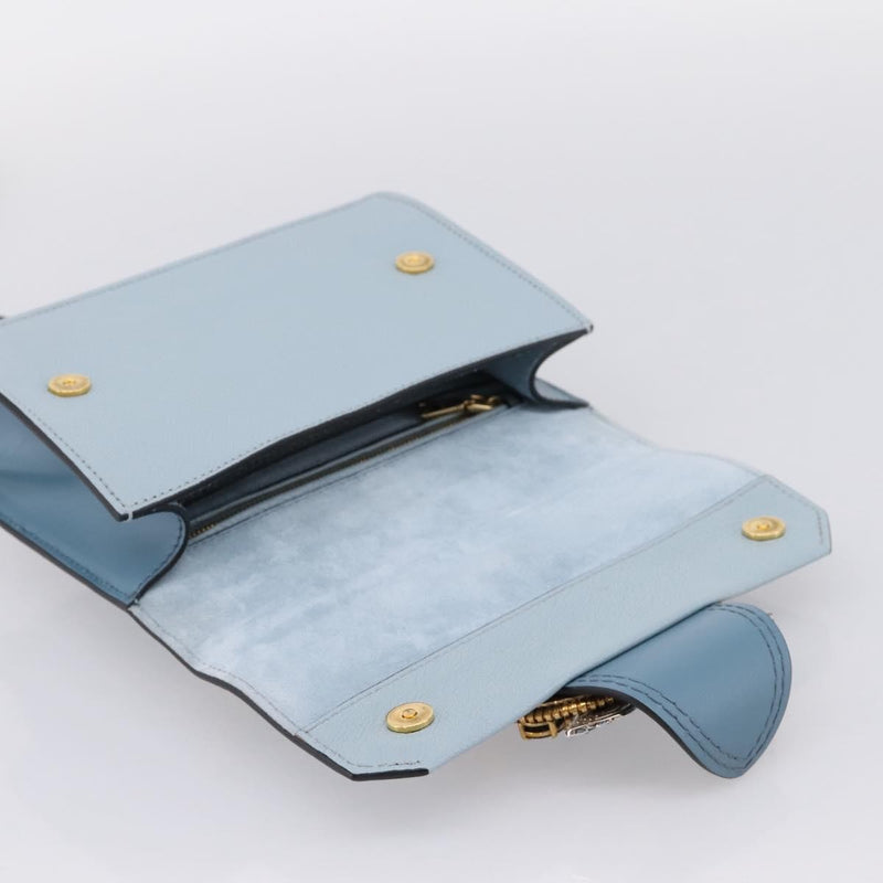 Miu Miu Madras Crystal Buckle Leather Blue Bag
