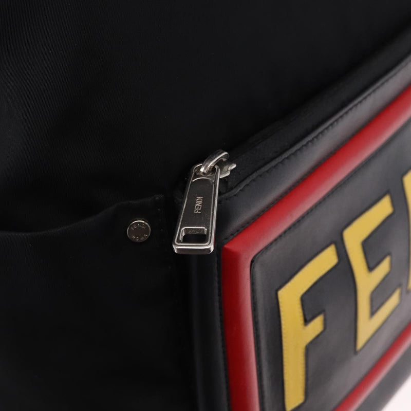 Fendi Fiend Nylon With Printed Leather Black Bag
