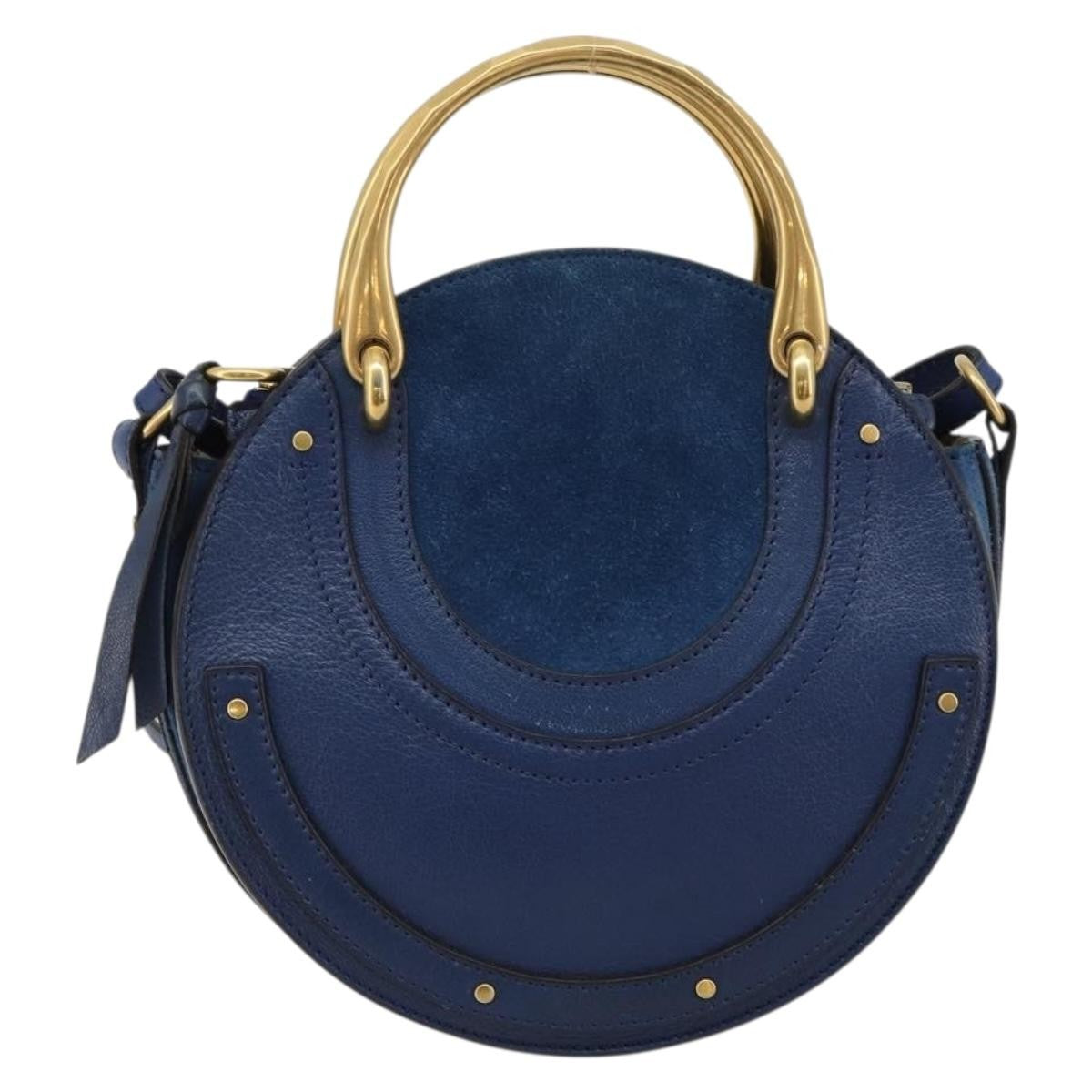 Chloe Pixie Leather And Suede Blue Bag