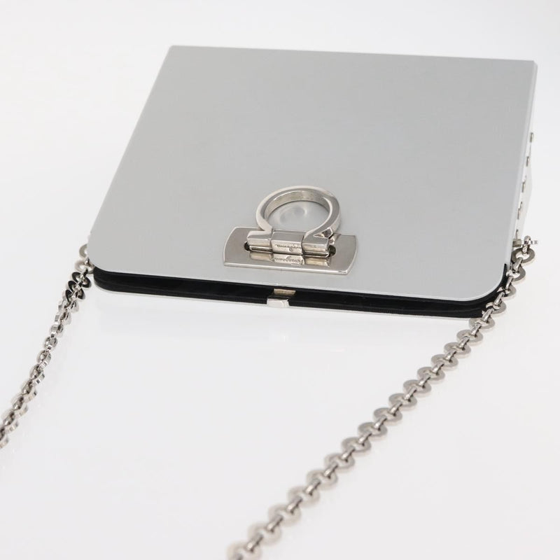Salvatore Ferragamo Vintage Gancini Chain Leather Silver Stainless_steel Bag