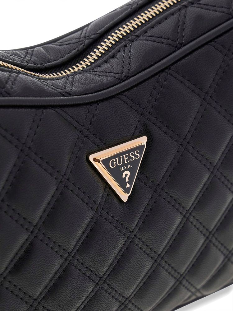 Guess Quilted Polyurethane Shoulder Bag — Black