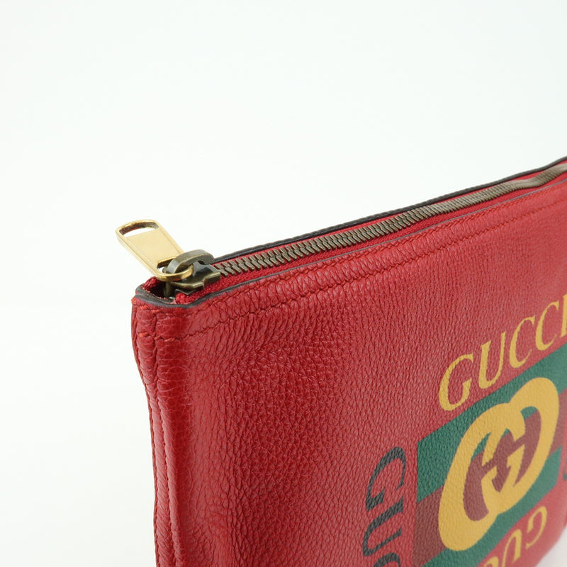 Gucci Logo Portfolio Printed Leather Red Bag