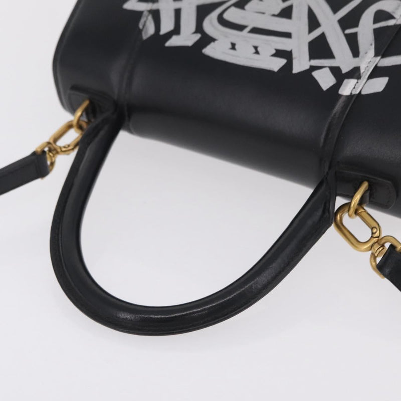 Balenciaga Graffiti Hourglass Top Handle Leather Black Bag