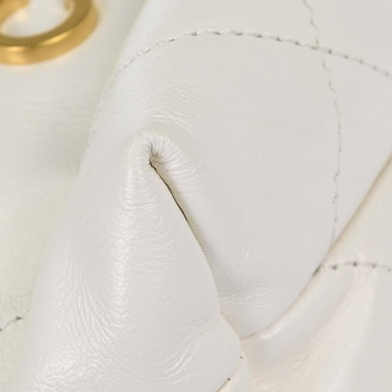 Chanel 22 Chain Hobo Quilted Calfskin White Leather