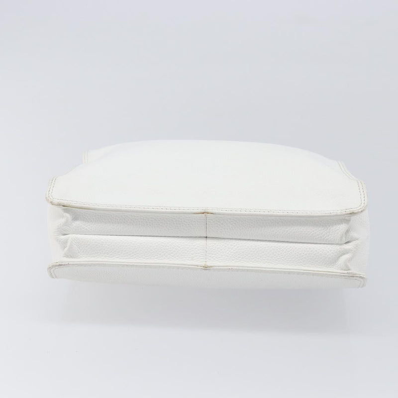 Chanel Vintage Wooden Quilted Caviar White Leather Bag