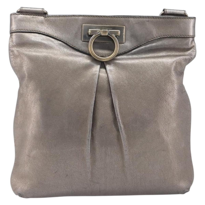 Salvatore Ferragamo Gancini Leather Gold Bag