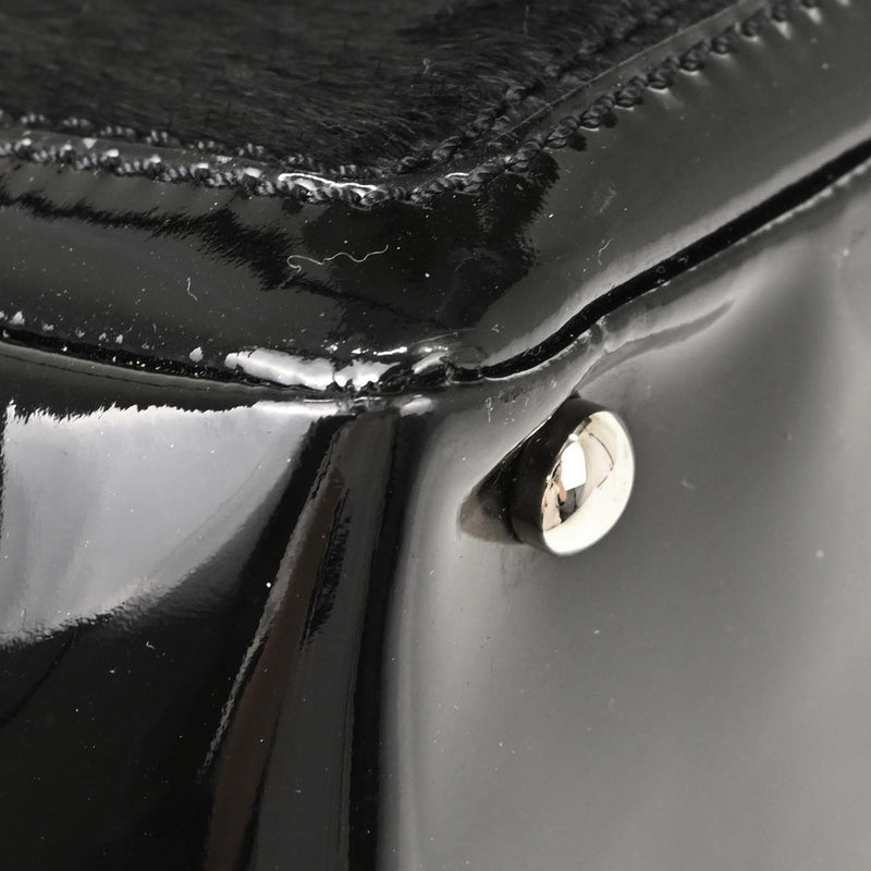 Chanel Cc Pocket Pony Hair With Patent Black Patent_leather Bag