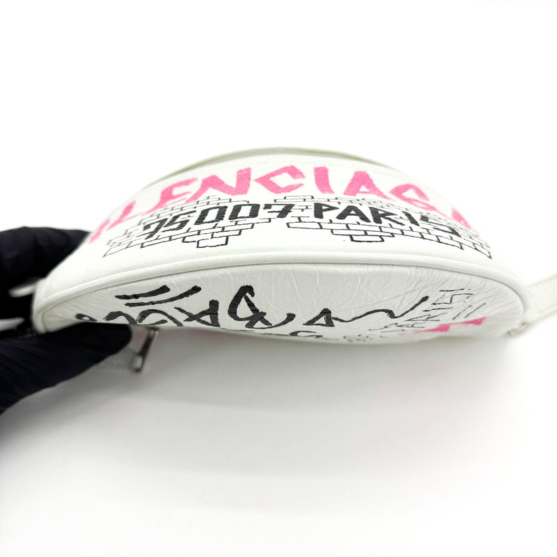 Balenciaga Graffiti Souvenir Belt Leather White Bag