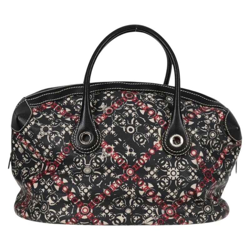 Chanel Optic Coco Bowler Printed Coated Canvas With Caviar Black Bag