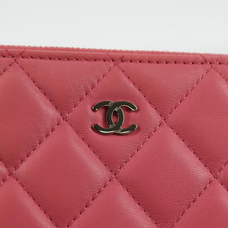 Chanel Cc Casino O Case Clutch Quilted Lambskin Pink Leather
