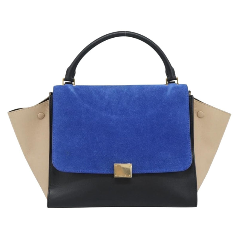Celine Trapeze Leather With Suede Blue Bag