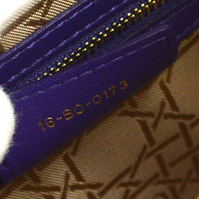 Christian Dior Lady Cannage Quilt Lambskin Purple Leather Bag