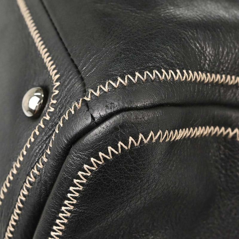 Chanel Vintage Bowler Lambskin Black Leather Bag