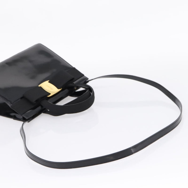 Salvatore Ferragamo Convertible Vara Bow Patent Leather Black Patent_leather Bag