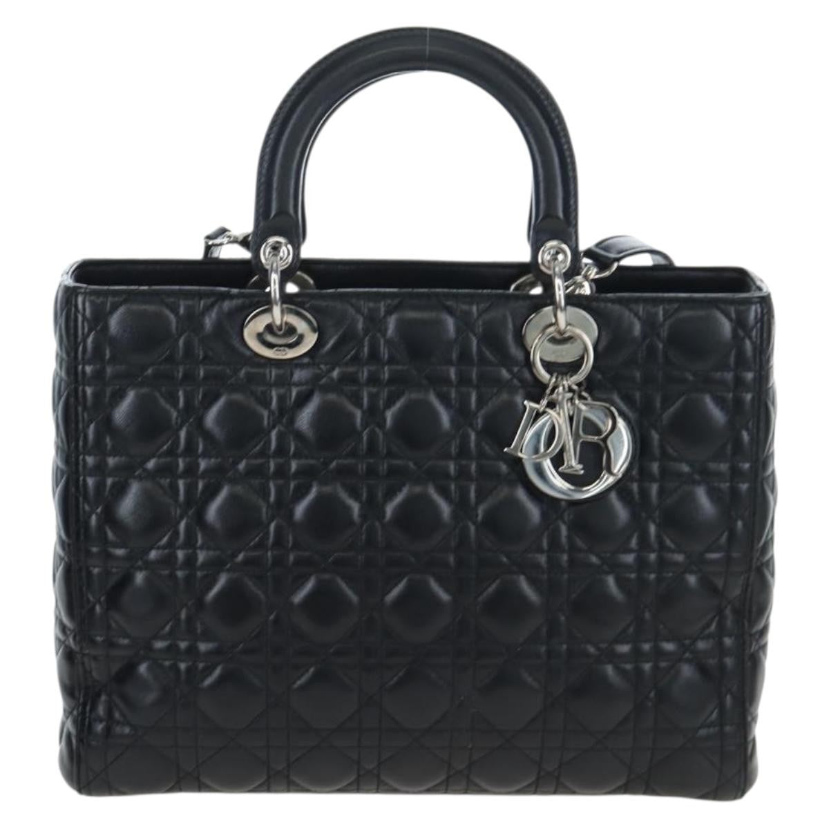 Christian Dior Lady Lambskin Black Leather Bag