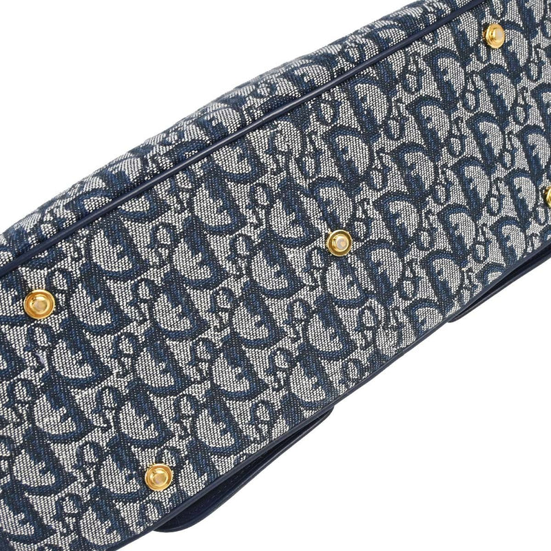 Christian Dior Vintage Saddle Bowler Diorissimo Canvas Navy Bag