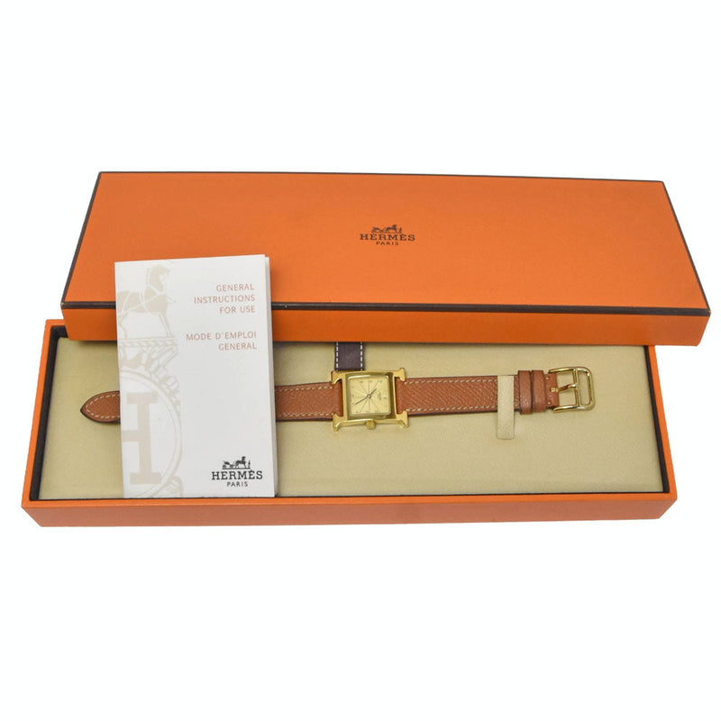 Hermes Heure H Quartz Plated Metal And Leather Watches