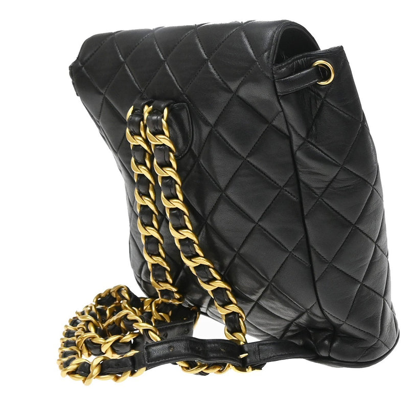Chanel Vintage Cc Pocket Quilted Lambskin Black Leather Bag