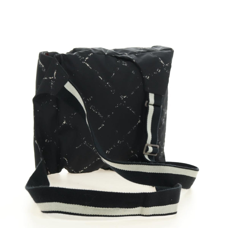 Chanel Travel Line Lock Printed Nylon Black Bag