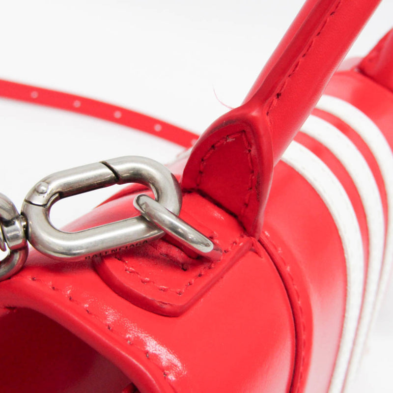 Balenciaga X Adidas Hourglass Top Handle Leather Red Bag