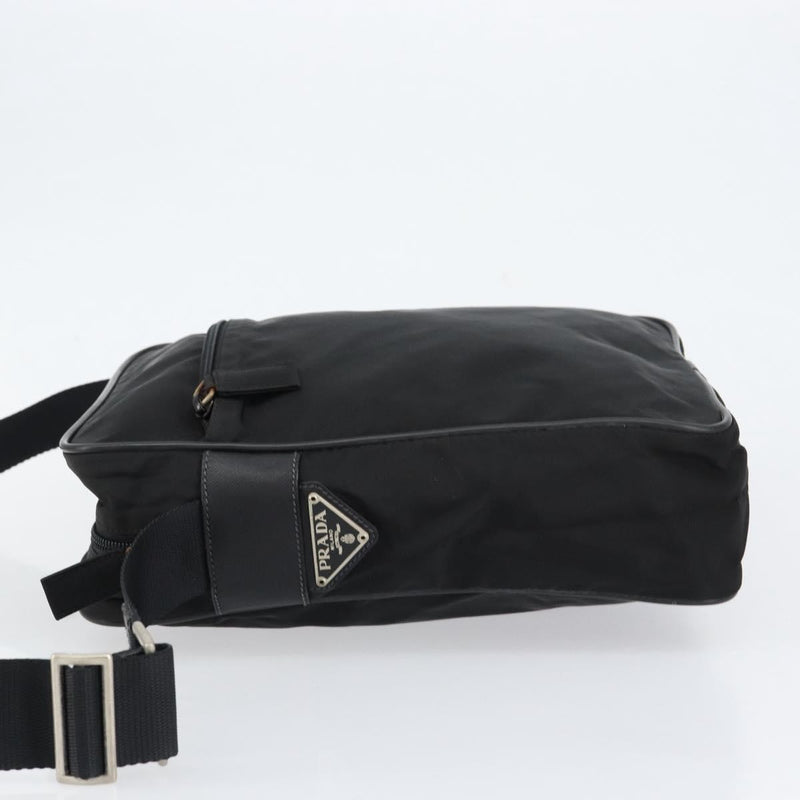 Prada Zip Messenger Tessuto With Leather Black Nylon