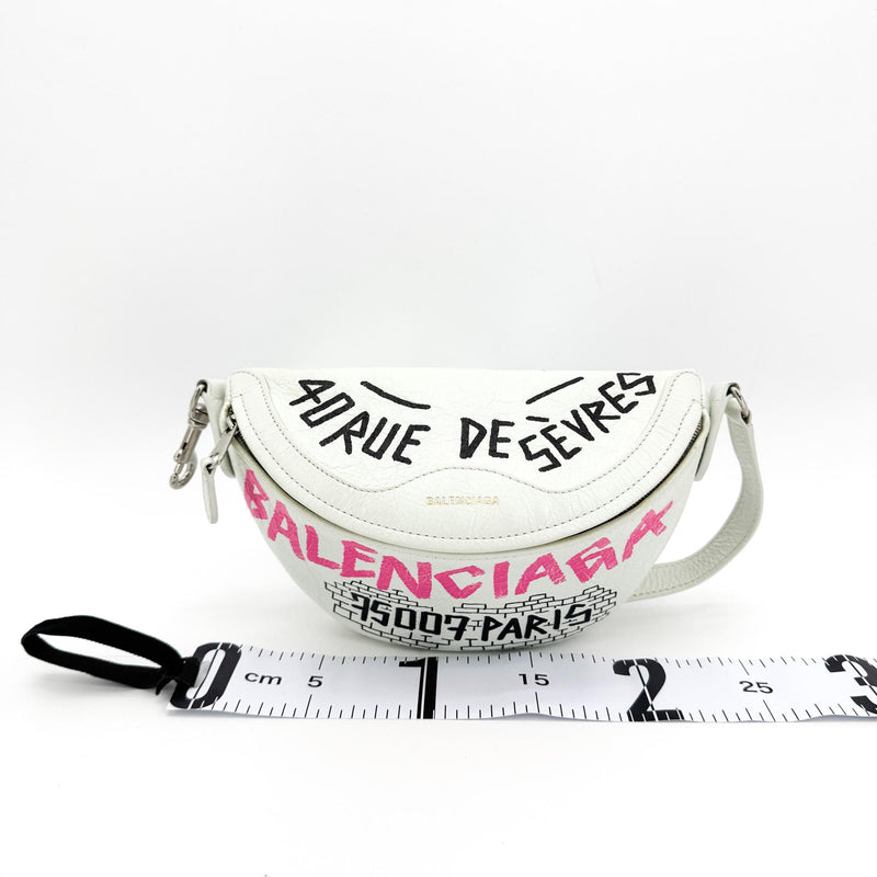 Balenciaga Graffiti Souvenir Belt Leather White Bag