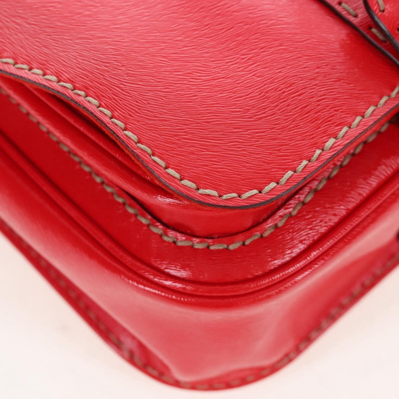 Fendi Secret Code F3 Convertible Satchel Textured Leather Red