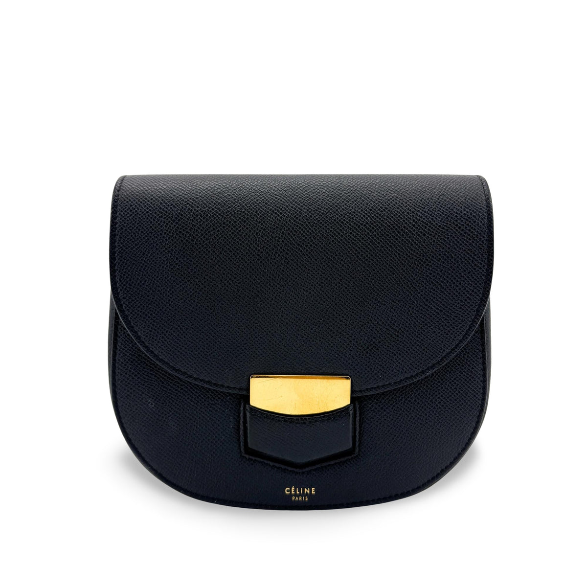 Celine Trotteur Calfskin Black Leather Bag