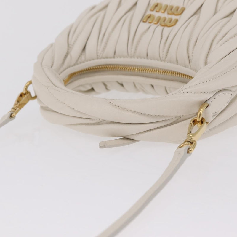 Miu Miu Wander Hobo Matelasse Leather White
