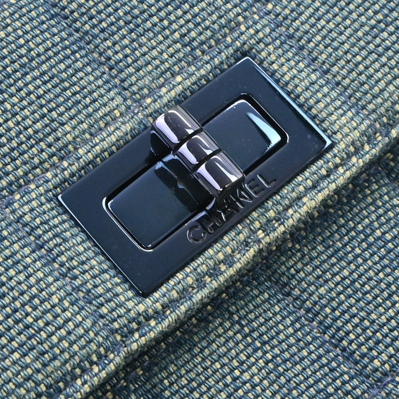 Chanel Chocolate Bar Mademoiselle Top Handle Quilted Denim Blue Denim_jeans Bag