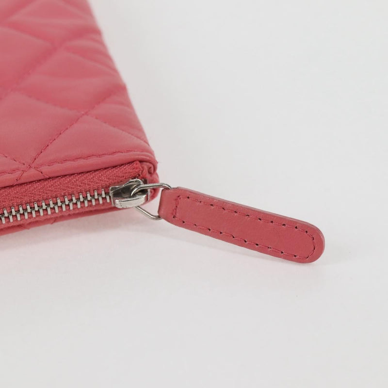 Chanel Cc Casino O Case Clutch Quilted Lambskin Pink Leather