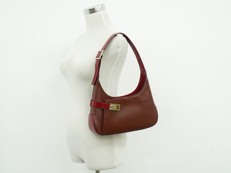 Salvatore Ferragamo Gancini Hobo Leather Brown