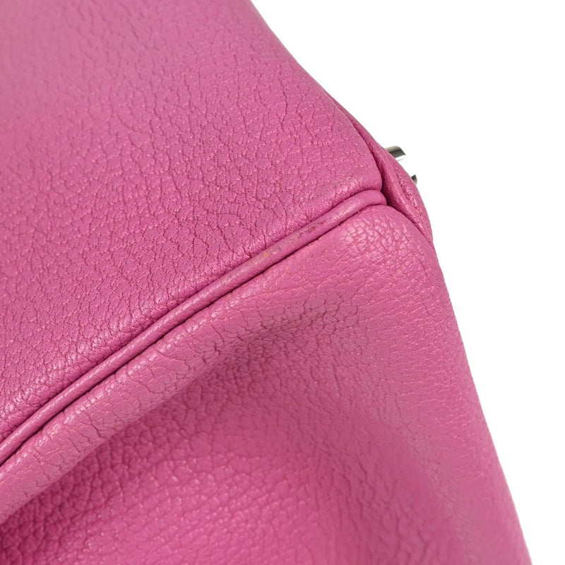 Hermes Hac Birkin Pink Chevre De Coromandel With Palladium Hardware Leather Bag