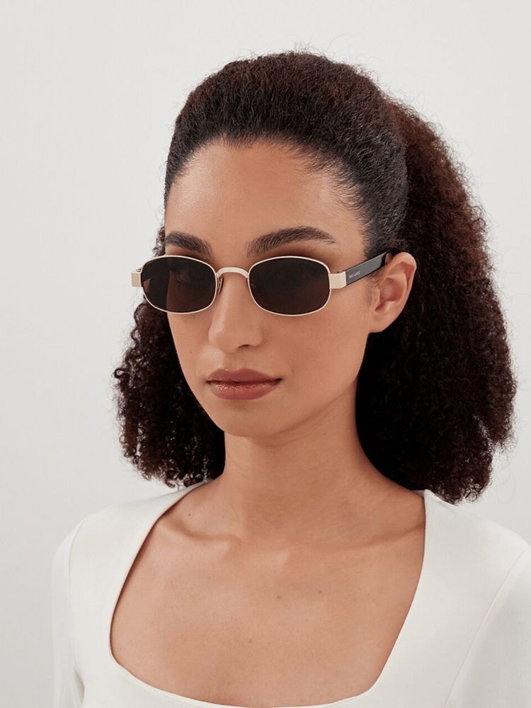 Saint Laurent Sl Metal Frame Sunglasses — Gold