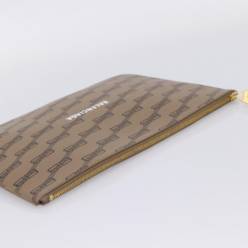 Balenciaga Signature Pouch Monogram Pvc Leather Beige