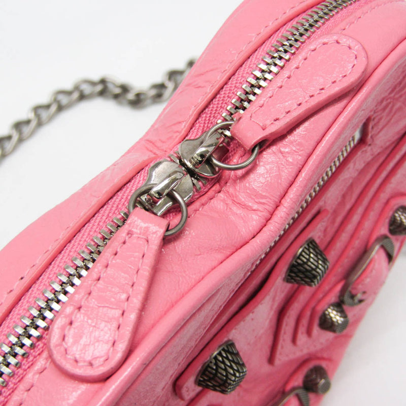Balenciaga Le Cagole Giant Studs Heart Chain Leather Pink Bag