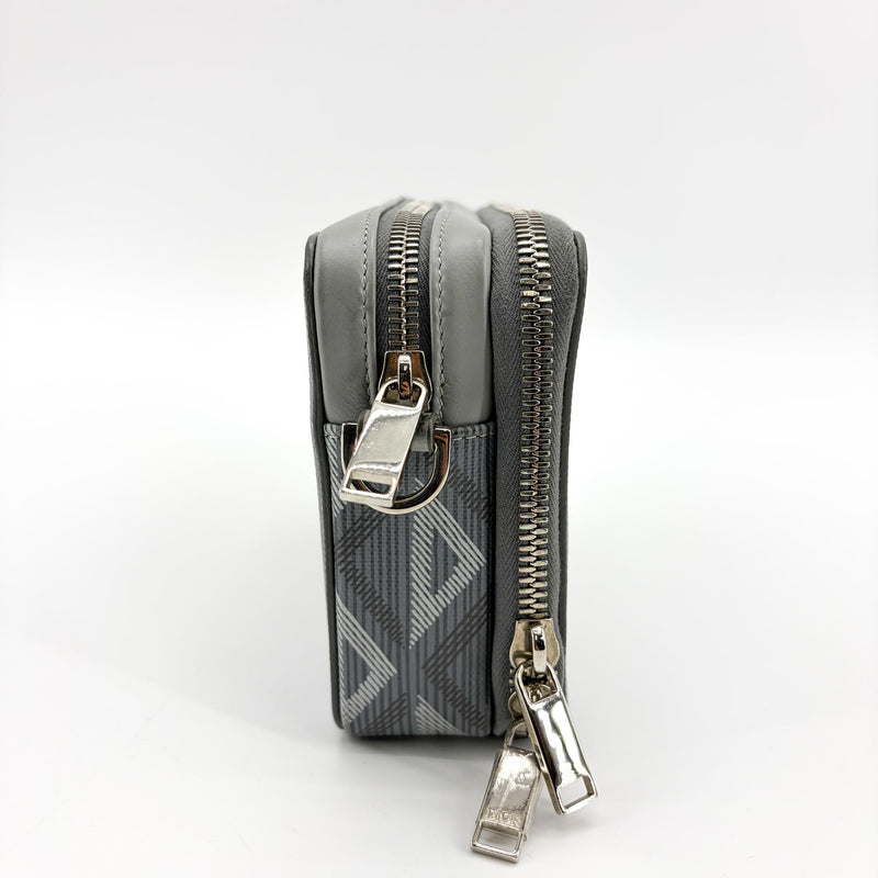 Christian Dior Double Zip Cd Diamond Coated Canvas Gray Bag