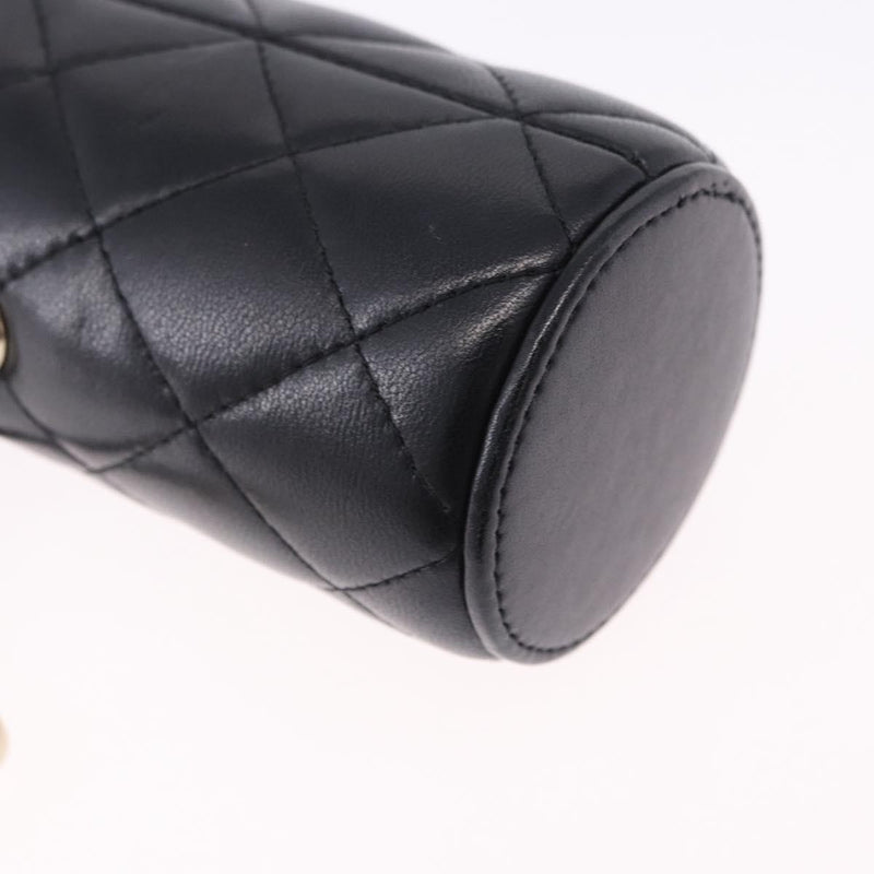 Chanel Drawstring Bucket With Chain Quilted Lambskin Black Leather Bag