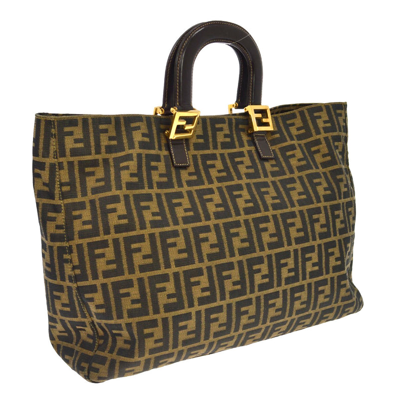 Fendi Vintage Top Handle Zucca Canvas Brown Bag