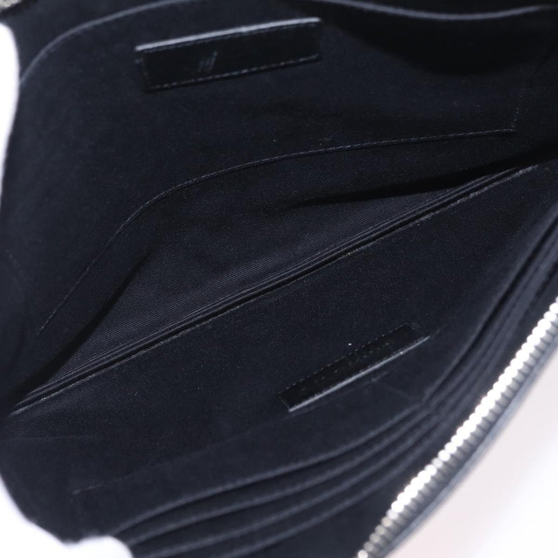 Saint Laurent Letters Zip Clutch Leather Black