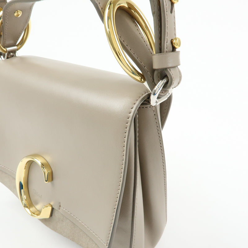 Chloe C Shoulder Bag Leather Gray