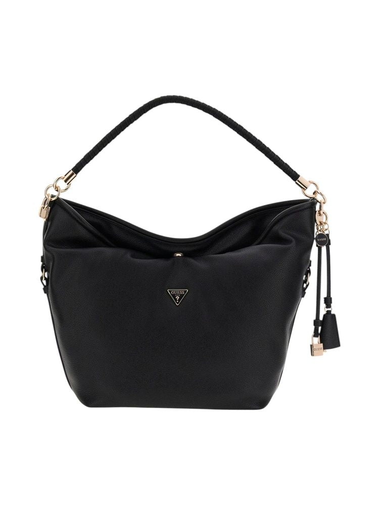 Guess Slouchy Polyurethane Hobo Bag — Black