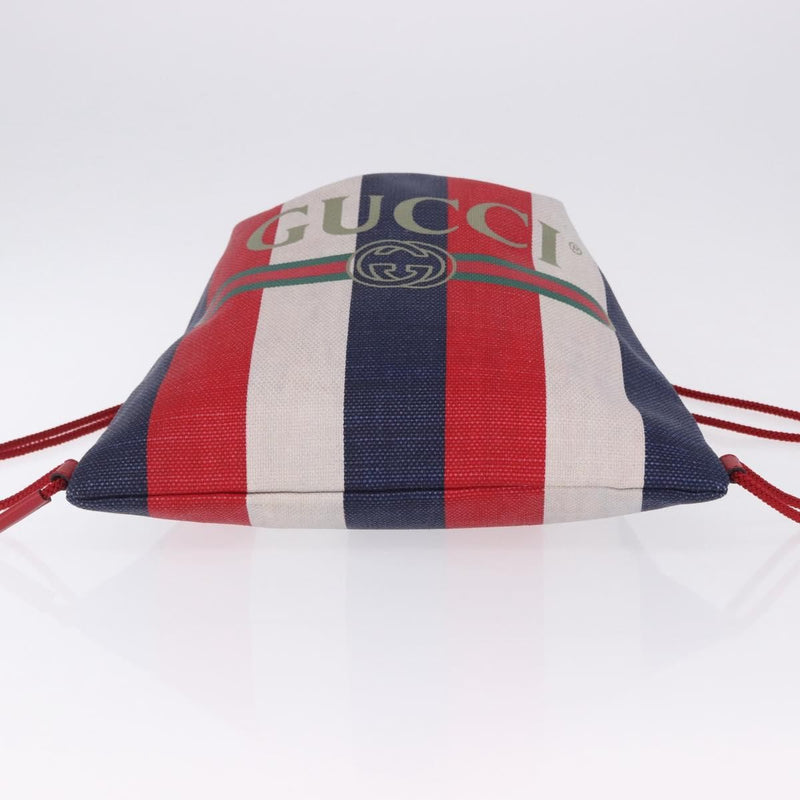 Gucci Logo Drawstring Striped Canvas Multicolour Bag