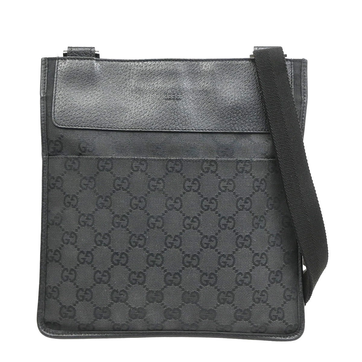 Gucci Vintage Flat Gg Canvas Black Bag