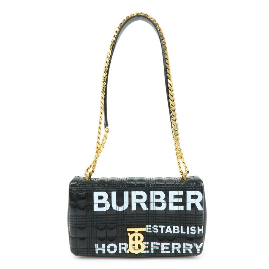 Burberry Lola Clutch On Chain Quilted Leather Black