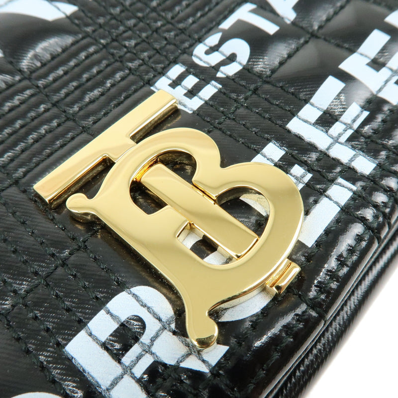 Burberry Lola Clutch On Chain Quilted Leather Black