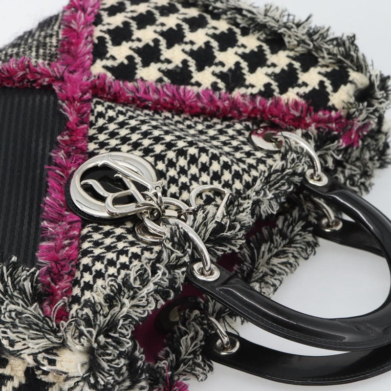 Christian Dior Diorissimo Patchwork Tweed Black Canvas Bag