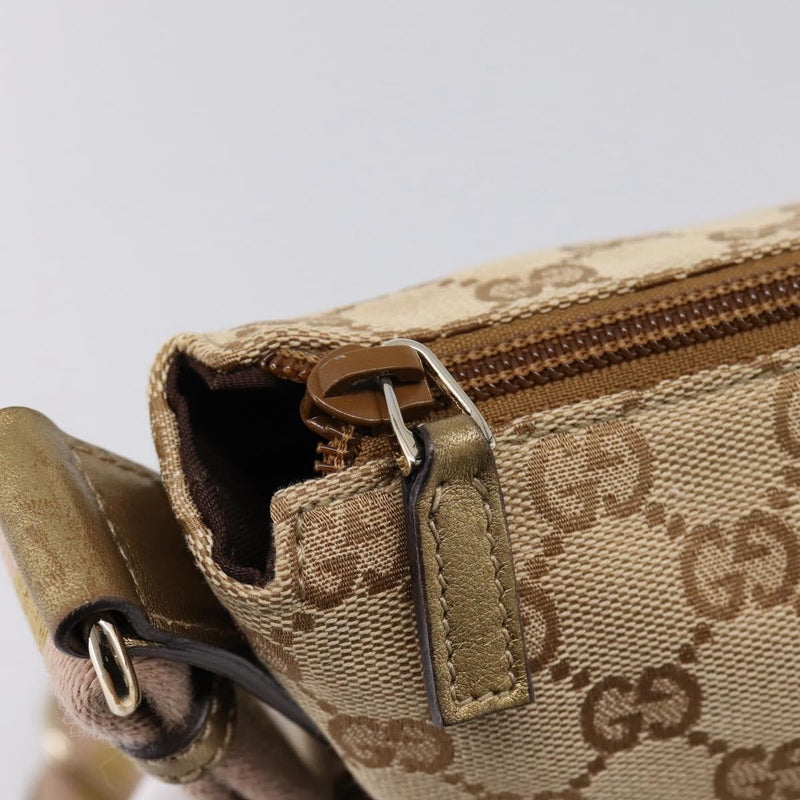 Gucci Zip Messenger Gg Canvas With Perforated Leather Beige