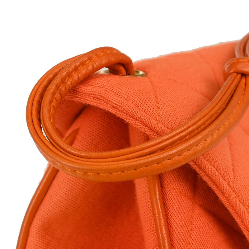 Chanel Shopping Quilted Knit Pluto Glitter Orange Cloth Bag