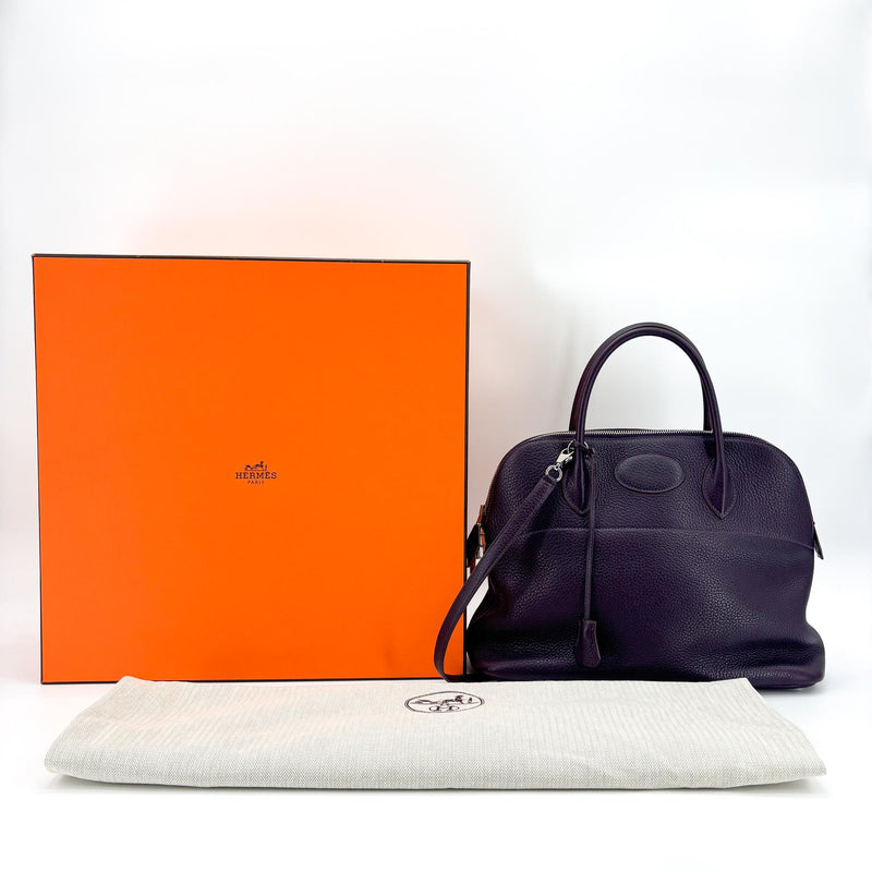 Hermes Bolide Clemence Purple Leather Bag